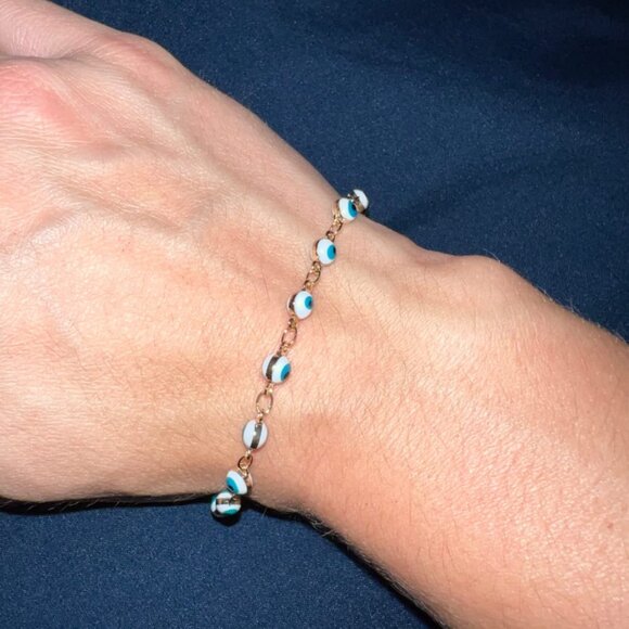 Neiman Marcus 18K Gold Plated Multicolored Evil Eye Bracelet for Women - Picture 3 of 3